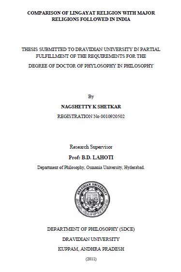 Comparision of Lingayat religion with major Religion followed in India